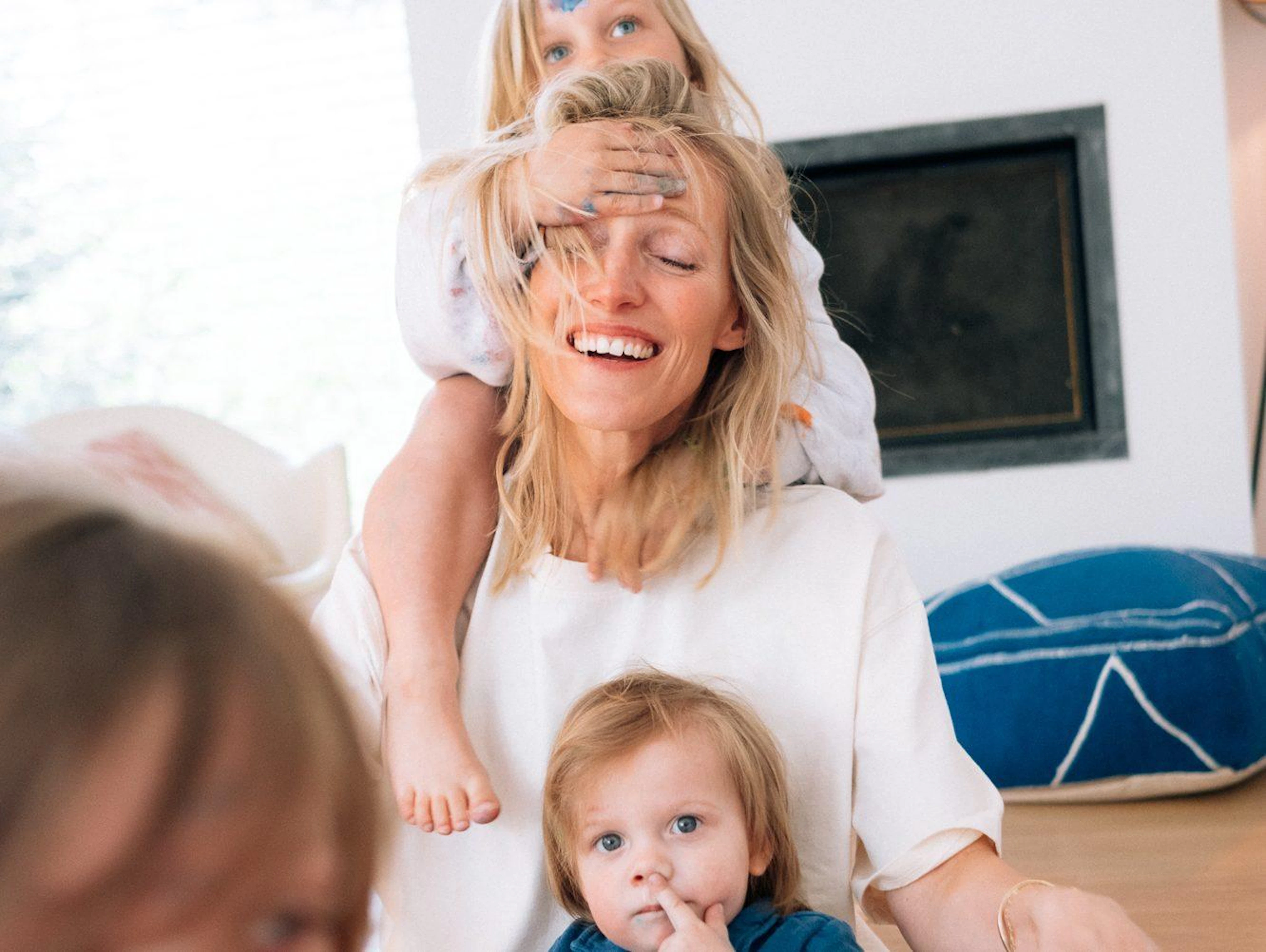 Brigitte Peeters met haar kindjes.