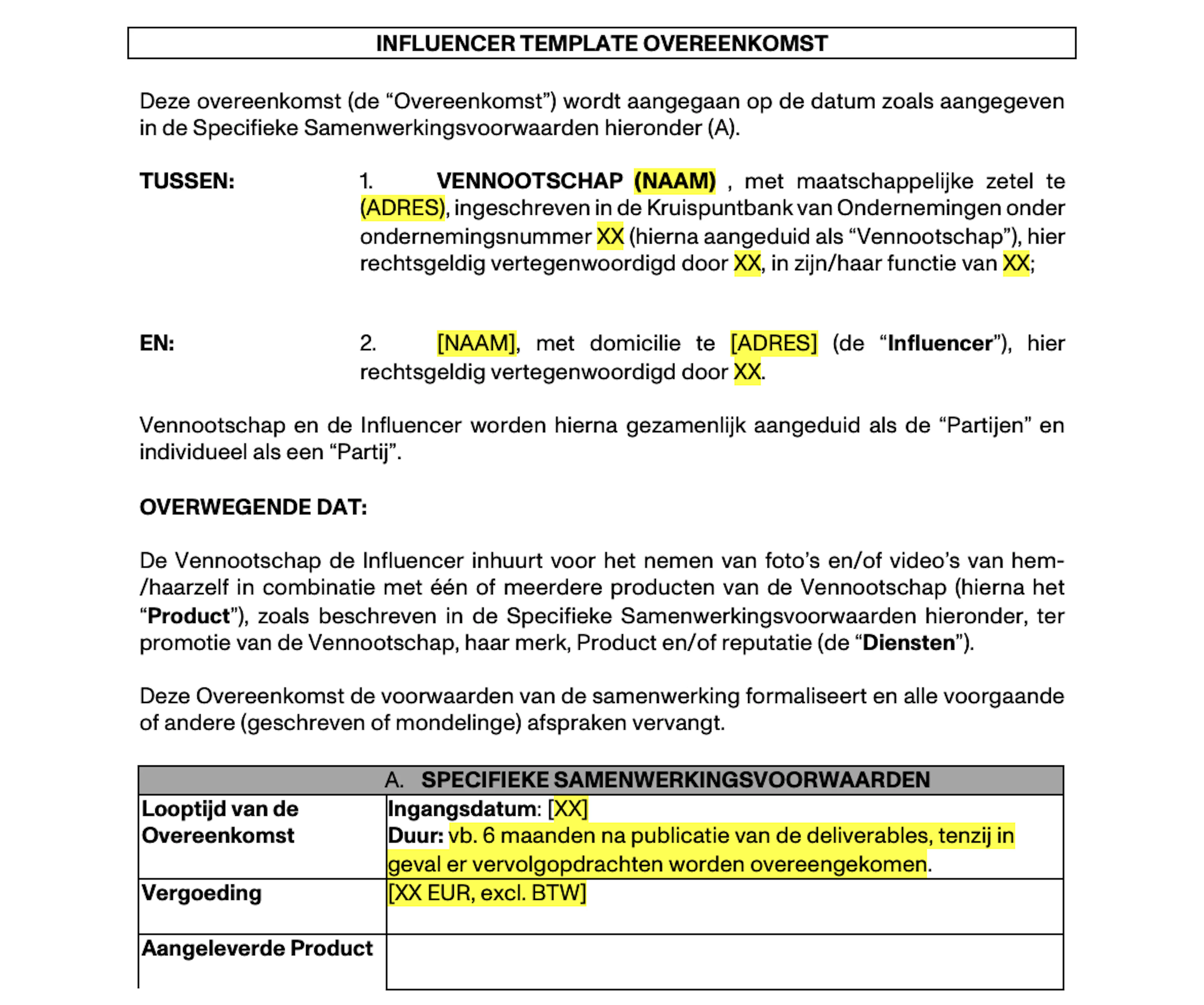 FDC TEMPLATE INFLUENCER AGREEMENT FDC TEMPLATE INFLUENCER AGREEMENT