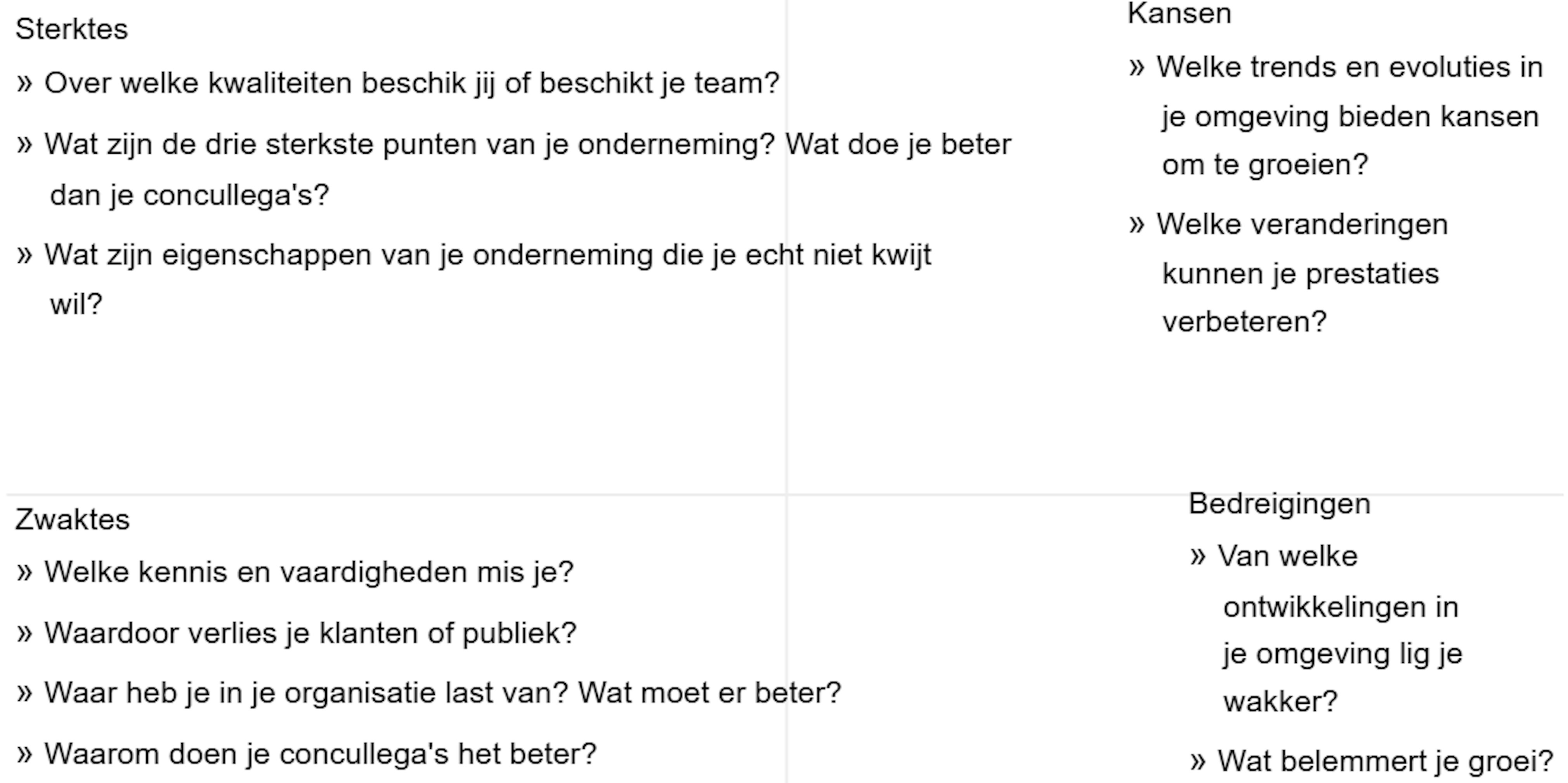 Voorbeeld SWOT-analyse