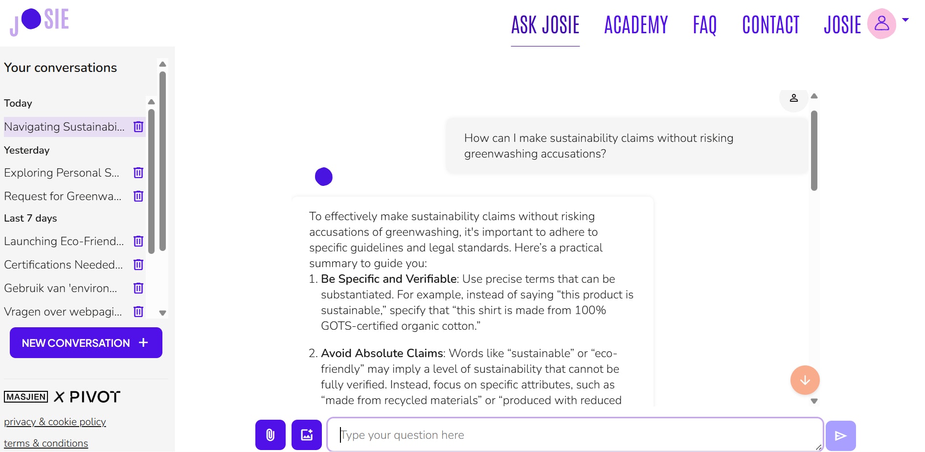 Screenshot Josie Screenshot Josie